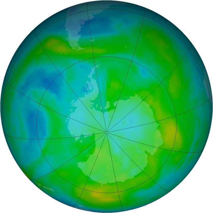 Antarctic ozone map for 21 March 1980